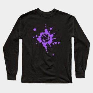 Purple 20 Sided Dice Paint Splatter Spraypaint Dungeons Crawler and Dragons Slayer Tabletop RPG Addict Long Sleeve T-Shirt